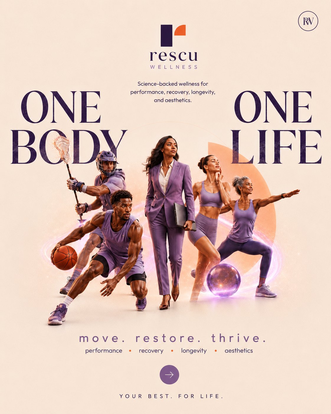 Rescu Wellness — athletes, professionals, and active adults representing performance, recovery, longevity, and aesthetics