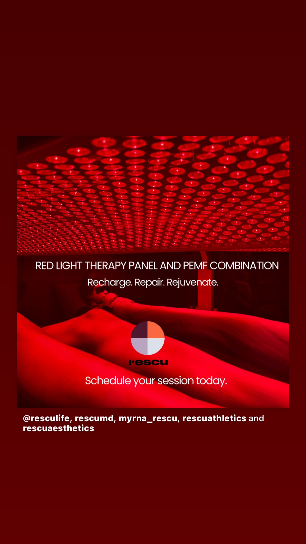 Rescu Wellness red light therapy panel and PEMF combination session