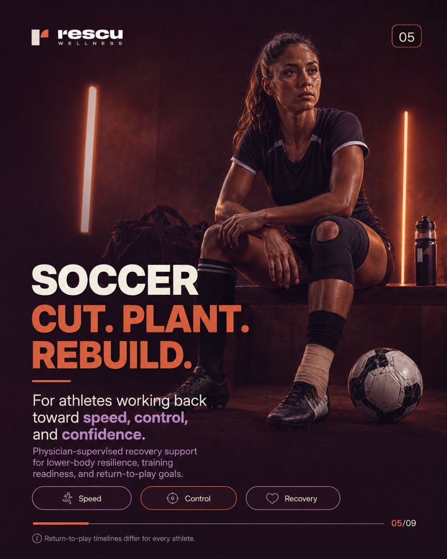 Soccer — cut, plant, rebuild: lower-body resilience and return-to-play recovery support