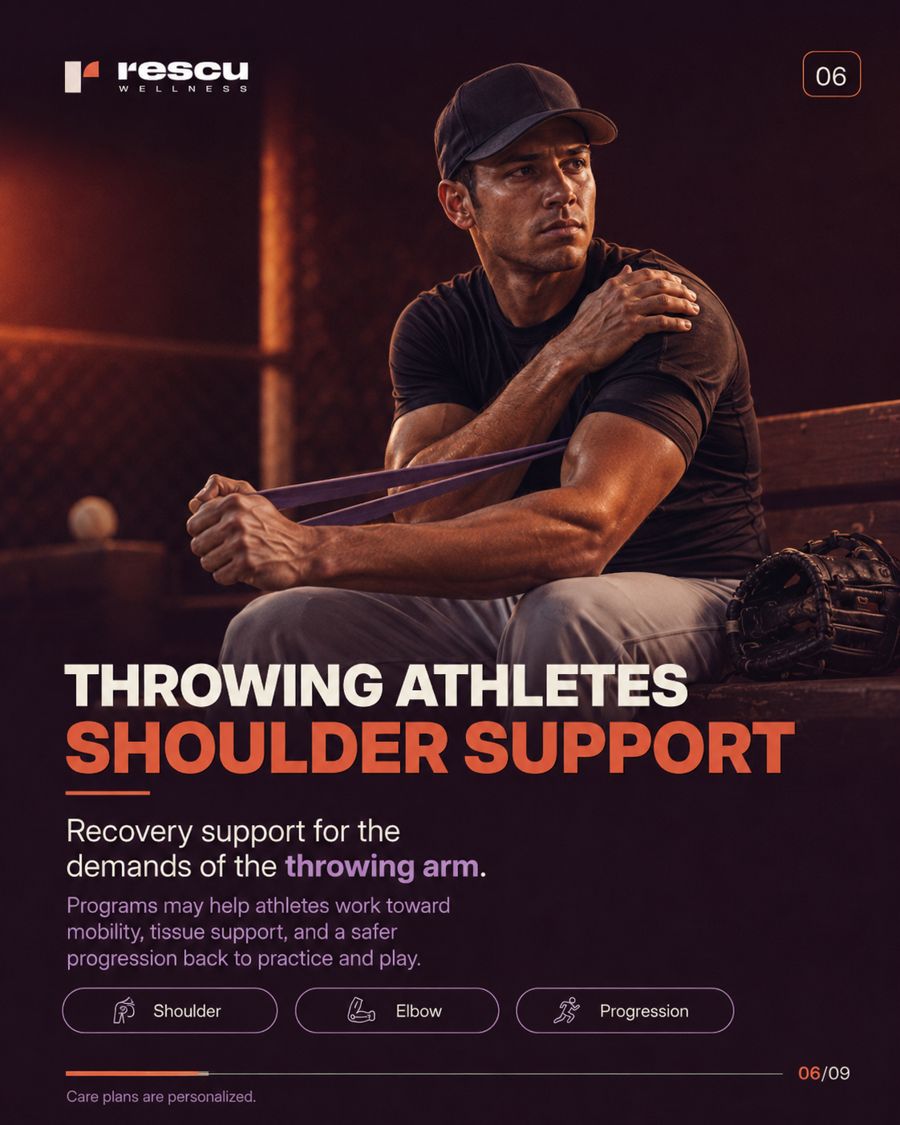 Throwing athletes — shoulder and elbow recovery support at Rescu Wellness