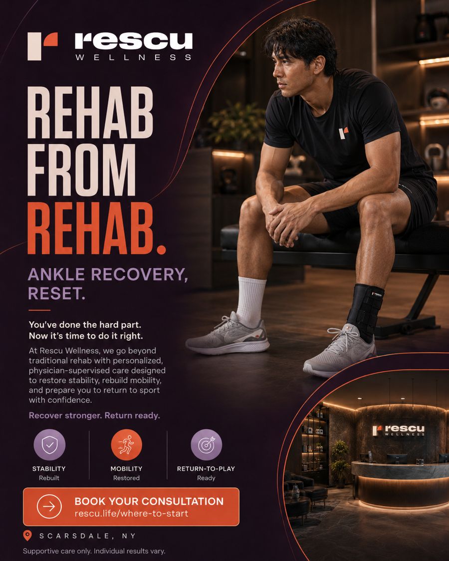 Ankle recovery, reset — physician-supervised recovery support after ankle sprains and physical therapy at Rescu Wellness